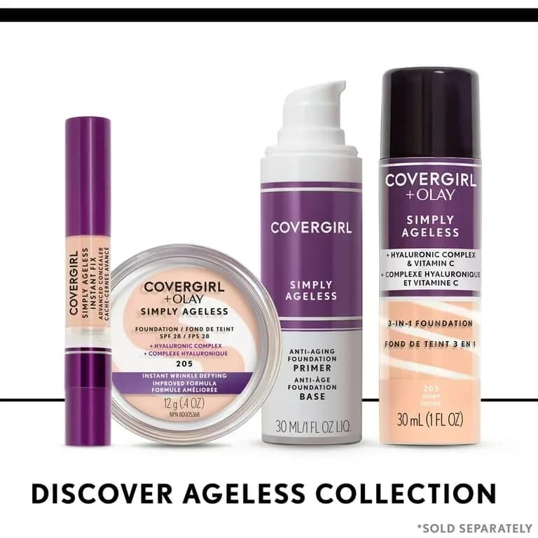COVERGIRL Simply Ageless 3-in-1 Foundation - 275 Soft Sable | Anti-Aging Liquid Foundation with Hyaluronic Complex & Vitamin C thumbnail 4