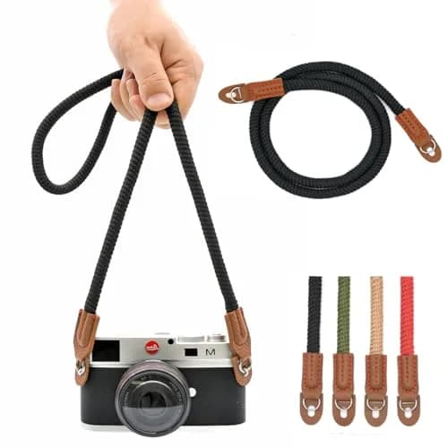 Eorefo Camera Rope Strap 100cm Soft Cotton | Vintage Neck Shoulder Belt for DSLR & Mirrorless thumbnail 1