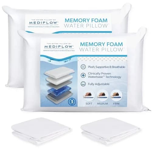 Mediflow Water Pillow Memory Foam Water Base Technology | Adjustable Neck Support thumbnail 1