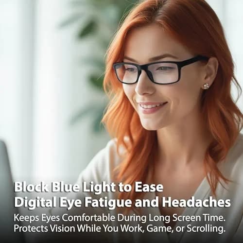 BLUE CUT Blue Light Blocking Glasses for Men/Women | Reduce Eye Strain & Fatigue, Stylish & Lightweight, 55mm Wide, Unisex thumbnail 4