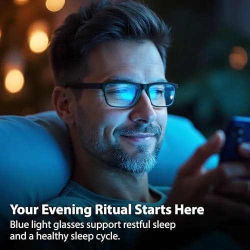 BLUE CUT Blue Light Blocking Glasses for Men/Women | Reduce Eye Strain & Fatigue, Stylish & Lightweight, 55mm Wide, Unisex thumbnail 5