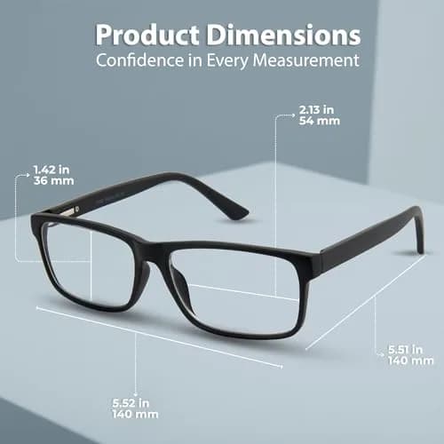 BLUE CUT Blue Light Blocking Glasses for Men/Women | Reduce Eye Strain & Fatigue, Stylish & Lightweight, 55mm Wide, Unisex thumbnail 7