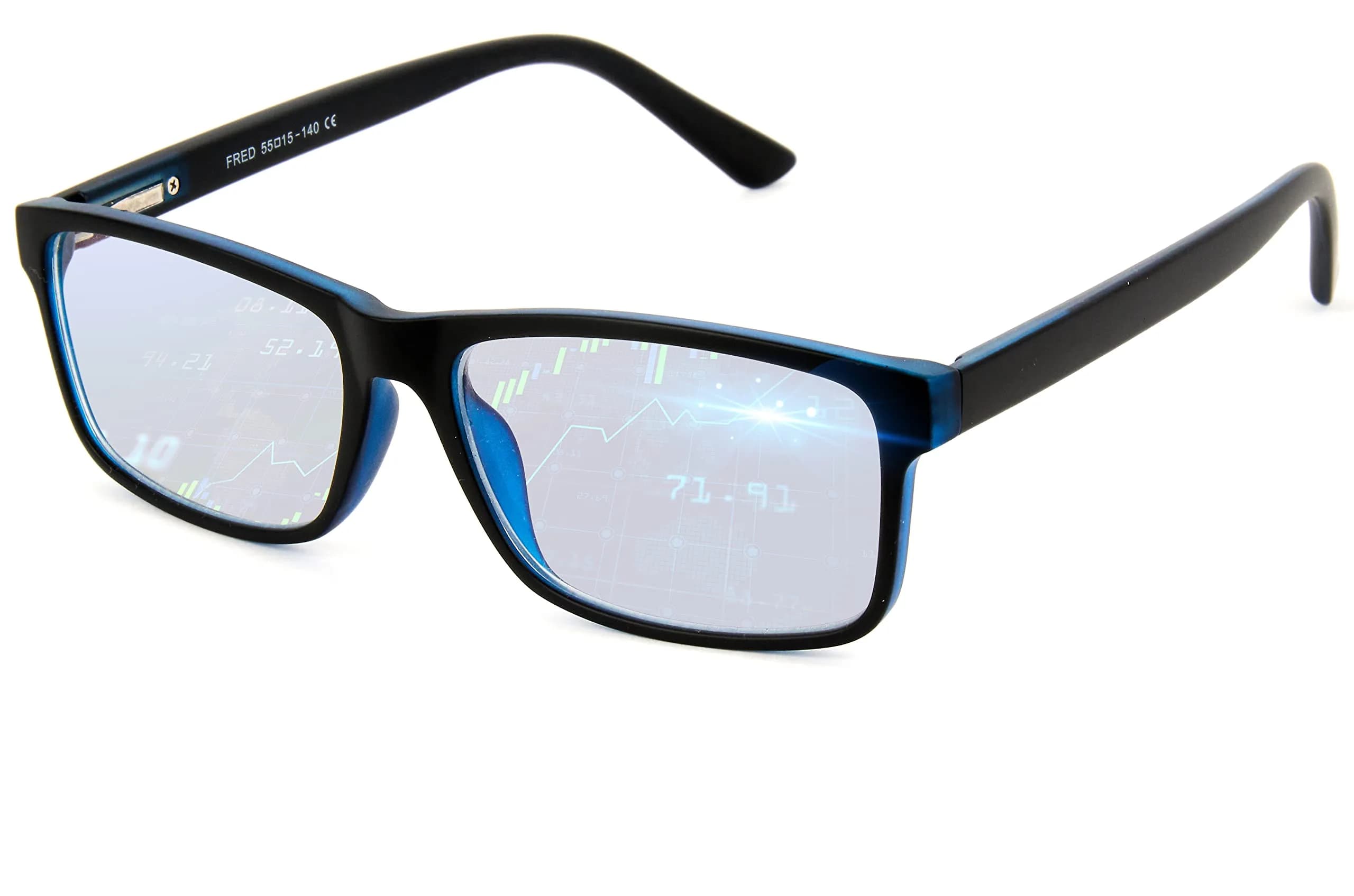 BLUE CUT Blue Light Blocking Glasses for Men & Women, Clear Square Frame 55mm Lens | Reduce Eye Strain