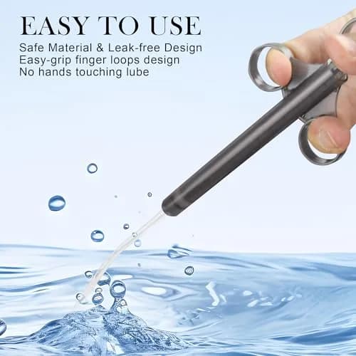 NEWJINDA Black Lube Applicator Syringe with Storage Bag - 2 Pcs, 10ml Precise Scales | Reusable Anal Lube Shooter thumbnail 5