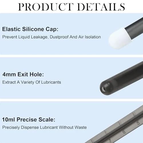 NEWJINDA Black Lube Applicator Syringe with Storage Bag - 2 Pcs, 10ml Precise Scales | Reusable Anal Lube Shooter thumbnail 4