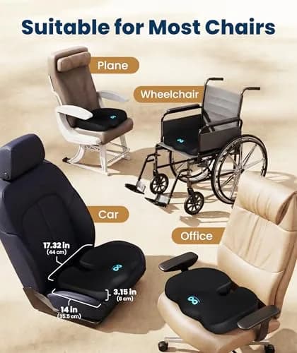 Everlasting Comfort Black Airflow Memory Foam Seat Cushion | Ergonomic U-Shape for Tailbone Pain Relief, Sciatica (Large) thumbnail 6