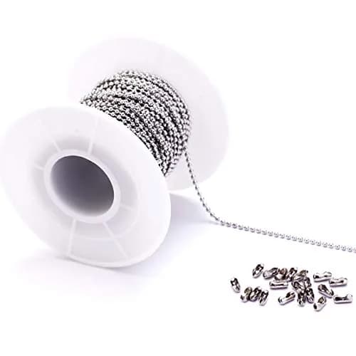Tiparts 30 Feet Stainless Steel Ball Chain with 20 Connectors (1.5mm / 0.059in) thumbnail 1