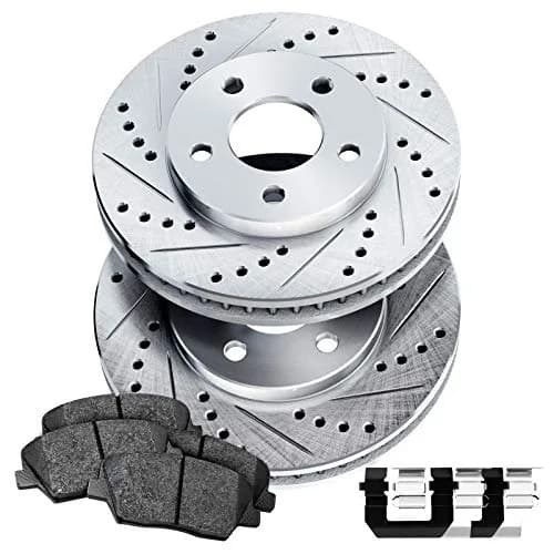 Power Sport Rear Brake Kit for Cadillac SRX & Saab 9-4X | Drilled Slotted Rotors & Ceramic Pads thumbnail 1