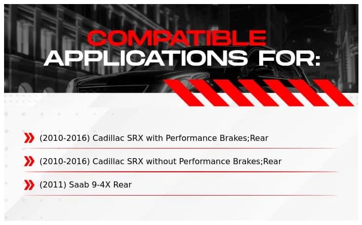 Power Sport Rear Brake Kit for Cadillac SRX & Saab 9-4X | Drilled Slotted Rotors & Ceramic Pads thumbnail 6