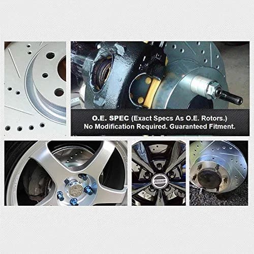 Power Sport Rear Brake Kit for Cadillac SRX & Saab 9-4X | Drilled Slotted Rotors & Ceramic Pads thumbnail 3