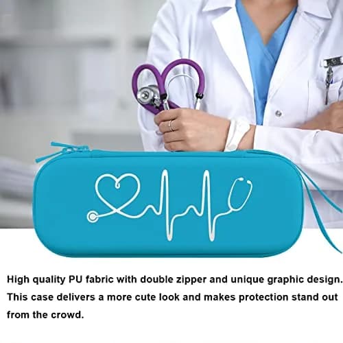 BOVKE Travel Carrying Case Compatible with 3M Littmann Classic III, Lightweight II S.E, MDF Acoustica Deluxe Stethoscopes, Extra Room for Medical Scissors EMT Trauma Shears LED Penlight, Turquoise | Durable, Lightweight & Waterproof thumbnail 8