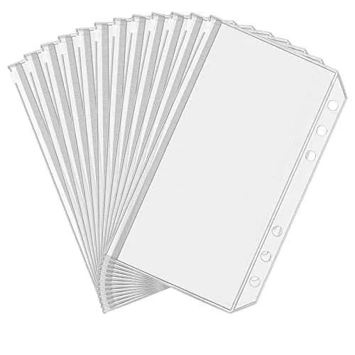 Antner A6 Binder Pockets 12 Pack Clear Zipper Folders 17.7 x 10.5 cm (6.9 x 4.1 inch) | Waterproof PVC Document Pouch Filing Bags thumbnail 1
