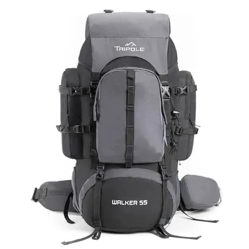 TRIPOLE Walker 55L Rucksack Black | Internal Frame Backpack for Trekking & Travel thumbnail 1