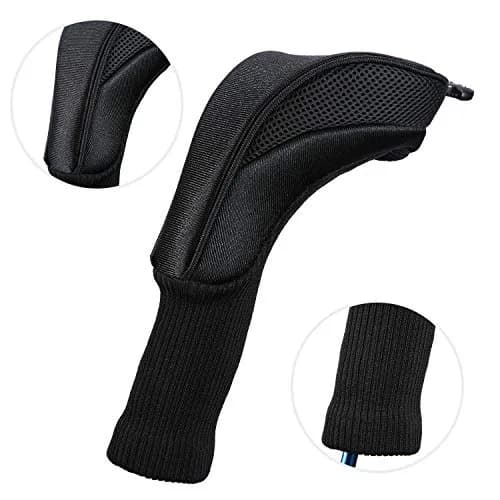 LONGCHAO Golf Club Head Cover Set for Driver & Woods | Thick 1680D Material, Interchangeable Tags, Black (3 pcs) thumbnail 6