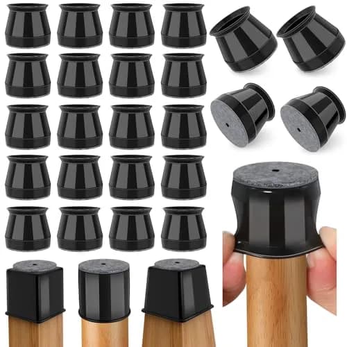 Ansible 24 Pcs Round Chair Leg Floor Protectors L Size 33-50mm Black | Protect Hardwood & Tile Floors thumbnail 1