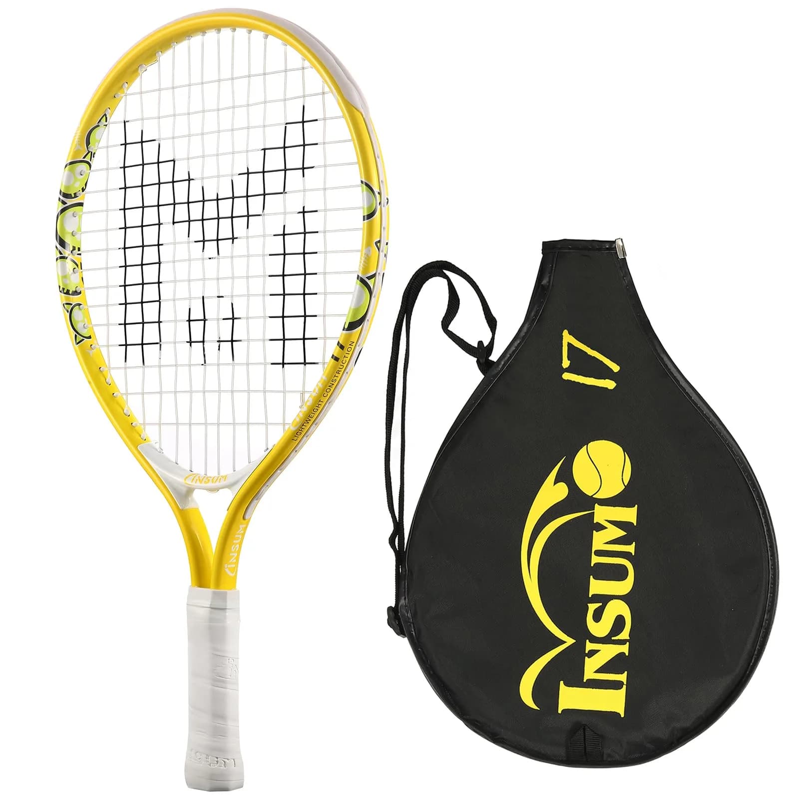 INSUM Junior Tennis Racket 17 Inch (43 cm) Ages 2–3 | Lightweight Aluminum Beginner Racquet with Cover