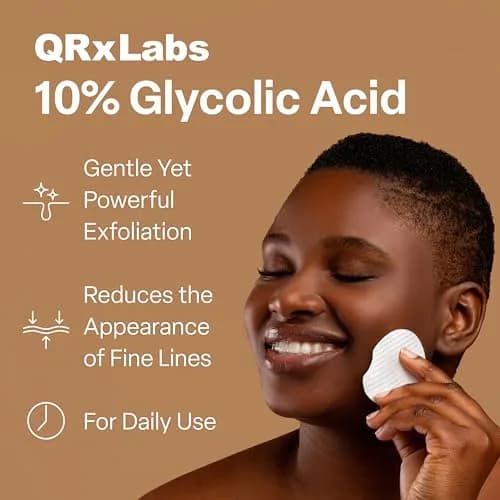 QRxLabs 10% Glycolic Acid Exfoliating Pads, Face + Body, 50ct | Resurfaces Skin for Smoother Texture & Brighter Tone thumbnail 2