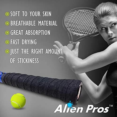 ALIEN PROS Tennis Overgrip Tape (6 Grips, Black) | Dry Feel & Absorbent for High Performance thumbnail 4