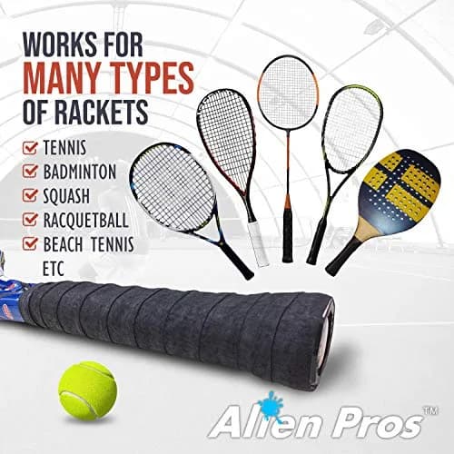 ALIEN PROS Tennis Overgrip Tape (6 Grips, Black) | Dry Feel & Absorbent for High Performance thumbnail 5