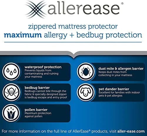 Aller-Ease Maximum Allergy Mattress Protector Twin XL 79.5" L x 38.5" W x 10" D | Waterproof Breathable Hypoallergenic thumbnail 4