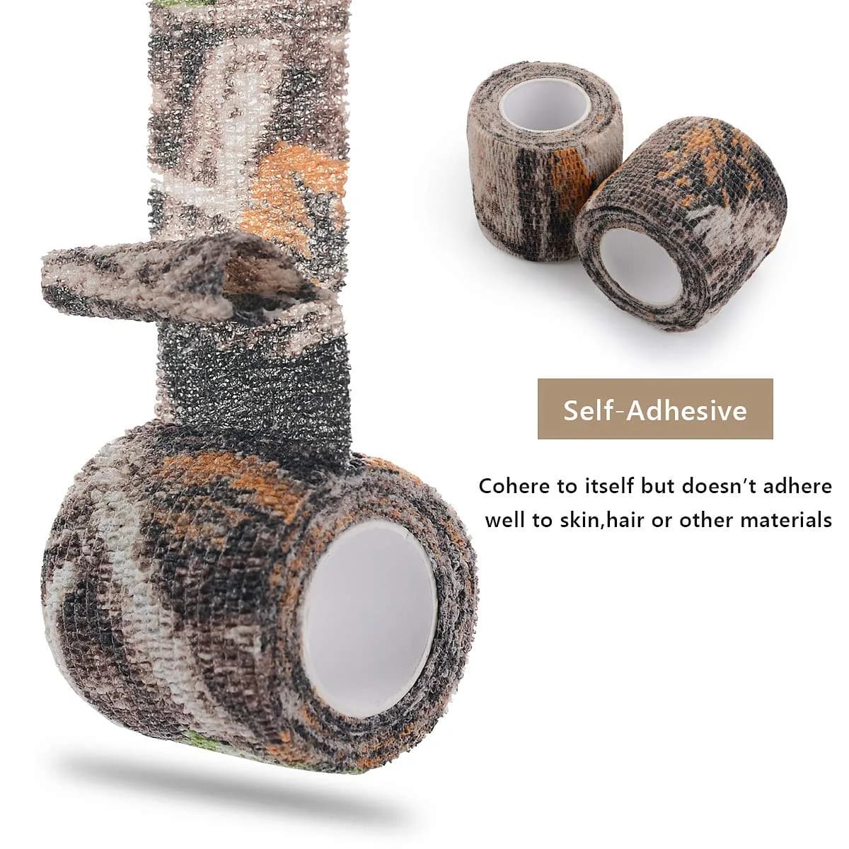 EAmber Camo Wrap Tape 5cm x 4.5m (4 Rolls) | Self-Adhesive, Reusable Concealment for Hunting Gear - main product image