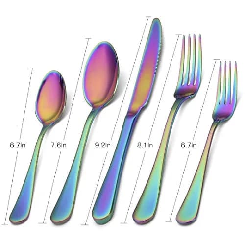 SHARECOOK Rainbow Silverware Set 20-Piece Stainless Steel Flatware Set | Service for 4, Multicolor thumbnail 2