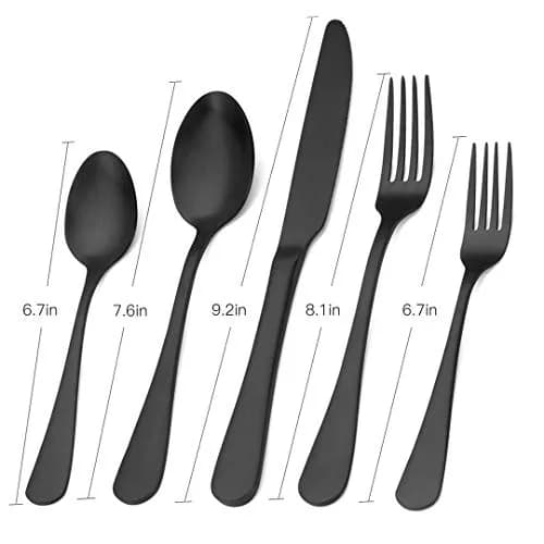 sharecook Matte Black Silverware Set, Satin Finish 20-Piece Stainless Steel Flatware Set | Dishwasher Safe for 4 thumbnail 2