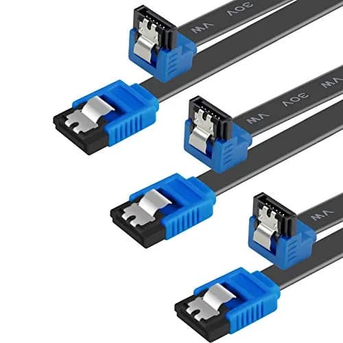 BENFEI SATA Cable III 3 Pack 18 Inch Blue | 6Gbps Right Angle Locking thumbnail 1