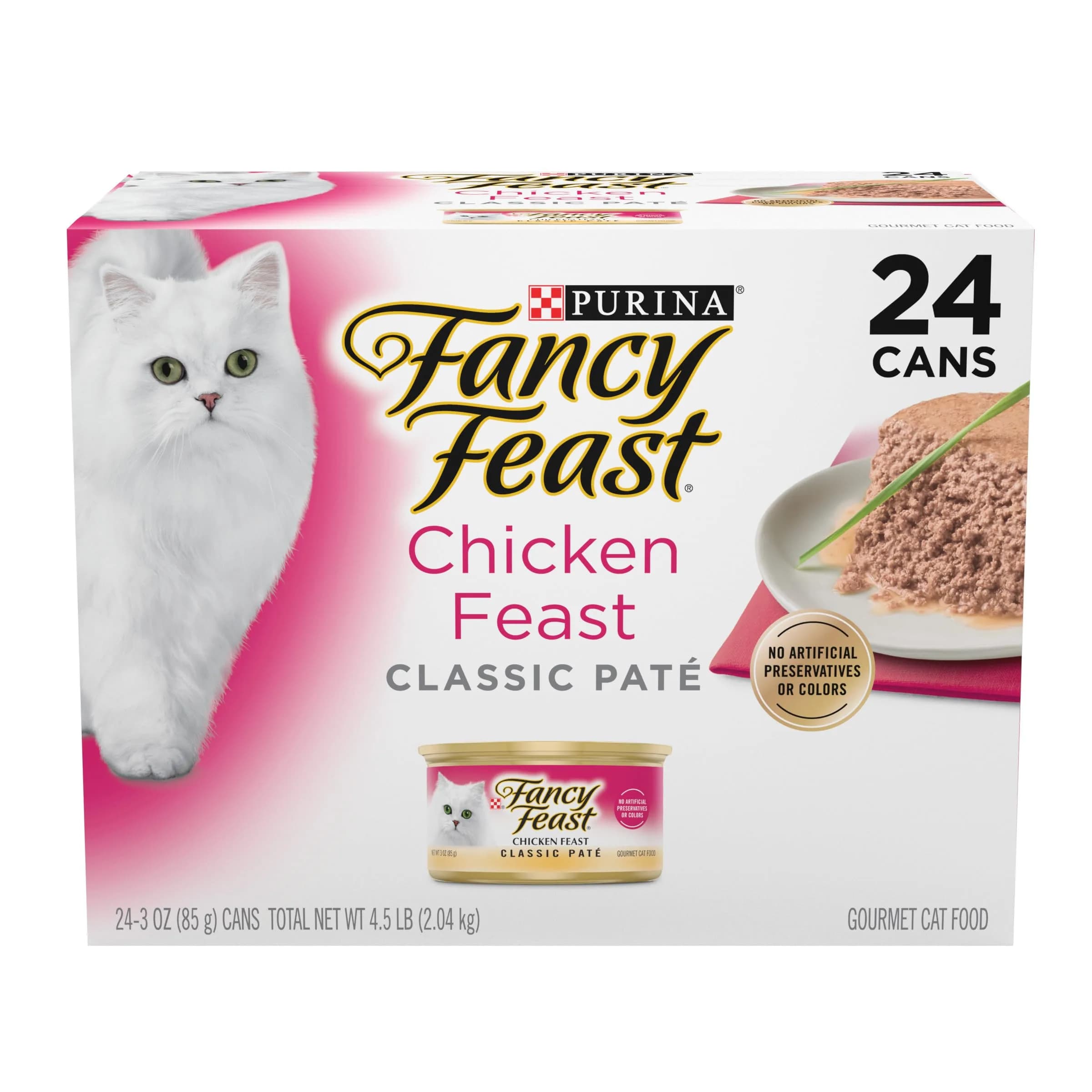 Fancy Feast Chicken Classic Pate Wet Cat Food 3 oz Can Pack of 24 | Complete & Balanced Nutrition