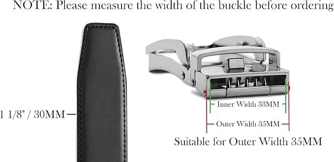CHAOREN Ratchet Belt Replacement Strap 1.25" (32mm) Genuine Leather, Black | Adjustable Fit thumbnail 7