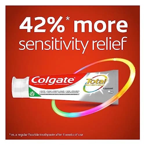 Colgate Total Whitening Toothpaste Clean Mint 4.8 oz (136g) Pack of 4 | 10 Benefits, Sensitivity Relief thumbnail 2