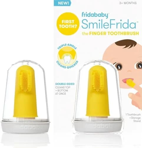 Frida Baby First Finger Toothbrush with Storage Case, Quick Clean, 1pk | BPA-Free Silicone thumbnail 1