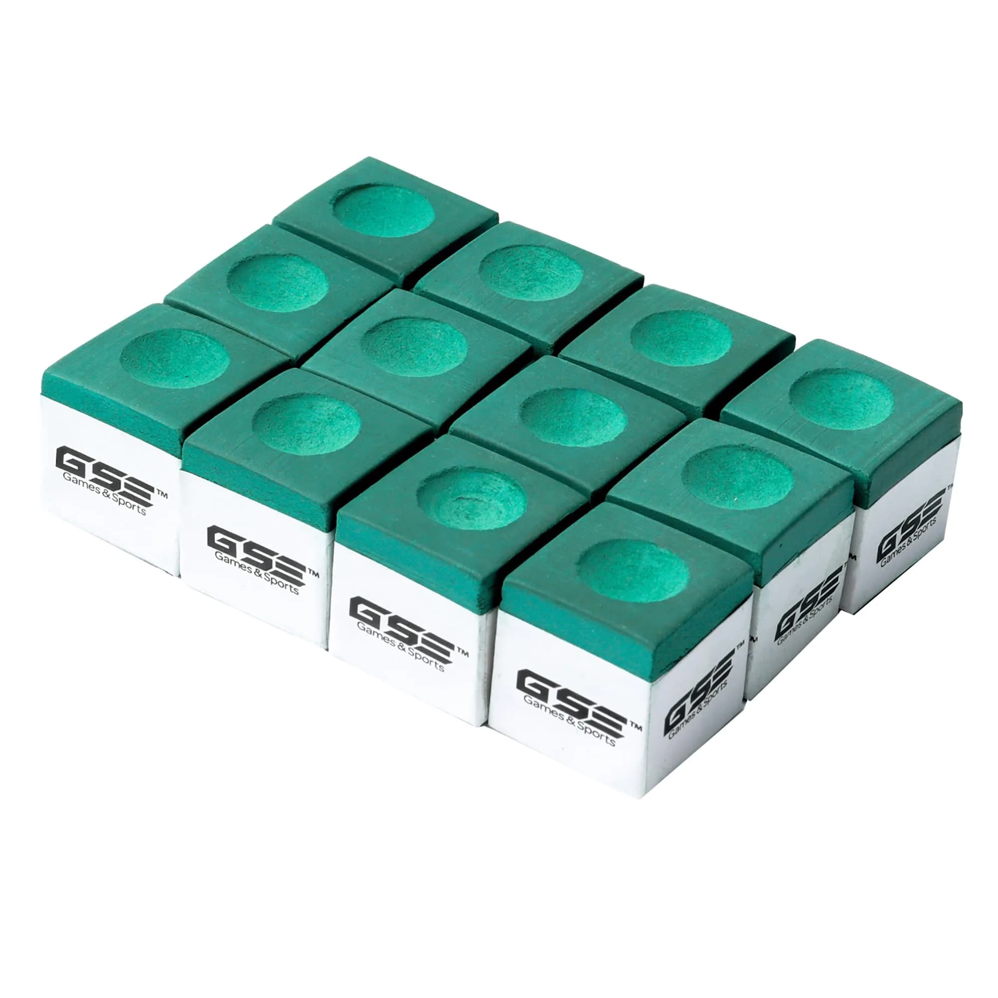 GSE Games & Sports Expert 12-Pack Billiard Pool Cue Chalks Gray | Smooth Coating for Perfect Shots — Green