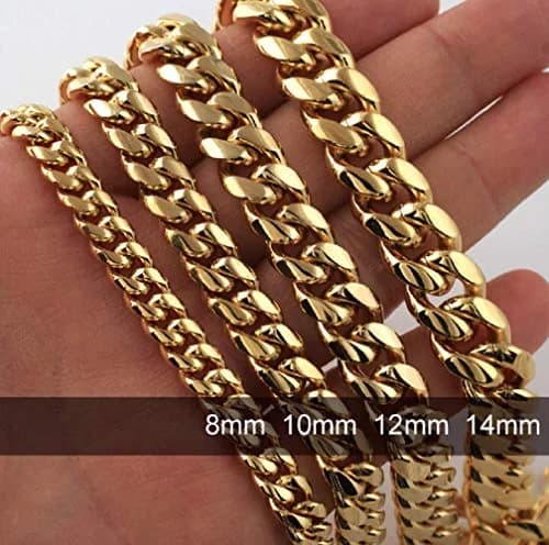 PY BLING Men's 12mm Miami Cuban Link Chain Necklace 26 Inch (66cm) | Heavy Gold Plated Stainless Steel thumbnail 5