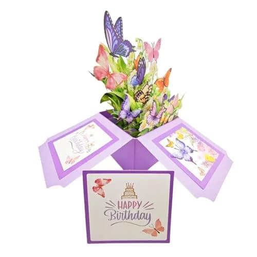 Akeydeco 3D Pop Up Birthday Cards 8.2*6.2 inch | Laser Cut Happy Birthday Greeting Card with LED Light & Music for Mom, Wife, Sister, Friends thumbnail 4