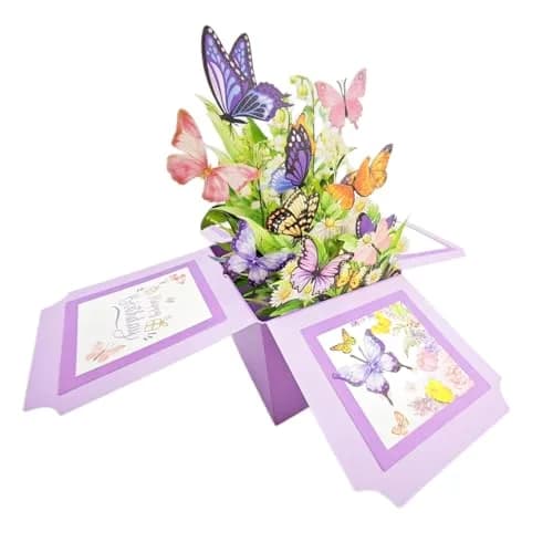 Akeydeco 3D Pop Up Birthday Cards 8.2*6.2 inch | Laser Cut Happy Birthday Greeting Card with LED Light & Music for Mom, Wife, Sister, Friends thumbnail 2