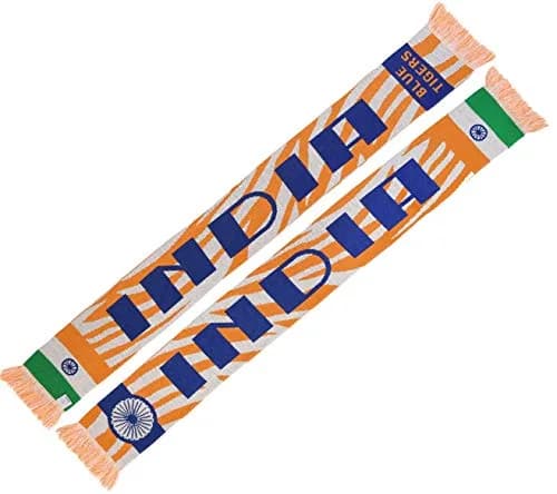 Euroscarves India Soccer Knit Scarf 57-in. long by 7-in. wide | Double-sided, soft acrylic, vibrant colors, Indian symbols, European quality thumbnail 2