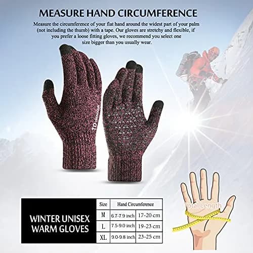 TRENDOUX Winter Gloves for Women, Knit Touch Screen Glove in Rose | Thermal, Anti-Slip, Elastic Cuff (120c) thumbnail 4