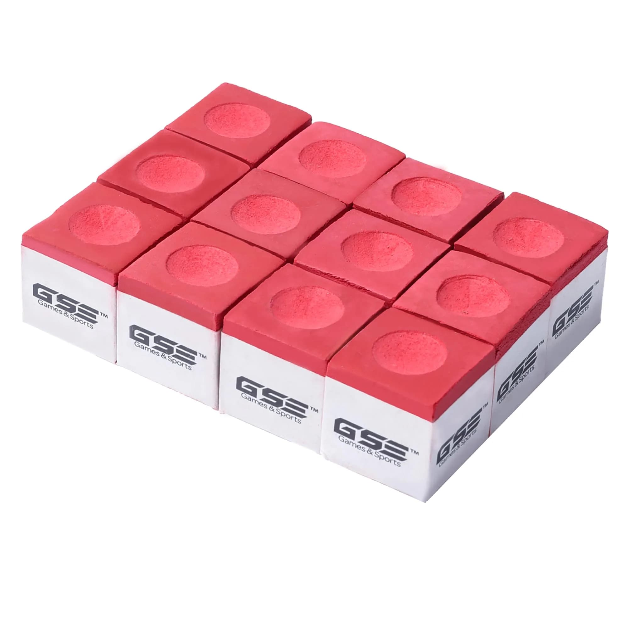 GSE Games & Sports Expert 12-Pack Billiard Pool Cue Chalks Gray | Smooth Coating for Perfect Shots — Red