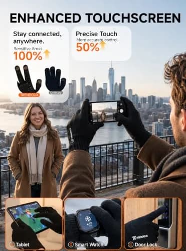 TRENDOUX Unisex Knit Winter Touchscreen Gloves | Thermal Warm & Stretchy thumbnail 2