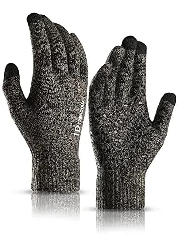 TRENDOUX Knit Touch Screen Gloves for Men & Women - Medium - Gray | Warm Lined, Anti-Slip Grip, Texting & Driving Ready thumbnail 1