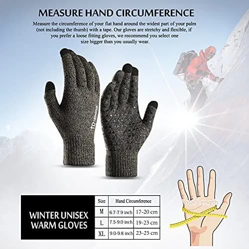 TRENDOUX Knit Touch Screen Gloves for Men & Women - Medium - Gray | Warm Lined, Anti-Slip Grip, Texting & Driving Ready thumbnail 4