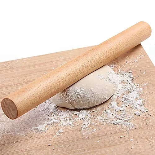 iPstyle Professional Beech Wood Rolling Pin 39.7cm (15-3/4 Inch) | Smooth Dough Roller for Pizza, Pasta, Cookies thumbnail 1