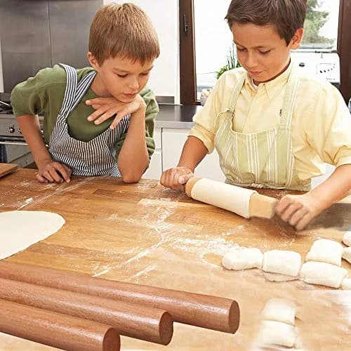 iPstyle Professional Beech Wood Rolling Pin 39.7cm (15-3/4 Inch) | Smooth Dough Roller for Pizza, Pasta, Cookies thumbnail 4