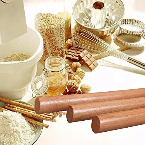 iPstyle Professional Beech Wood Rolling Pin 39.7cm (15-3/4 Inch) | Smooth Dough Roller for Pizza, Pasta, Cookies thumbnail 6