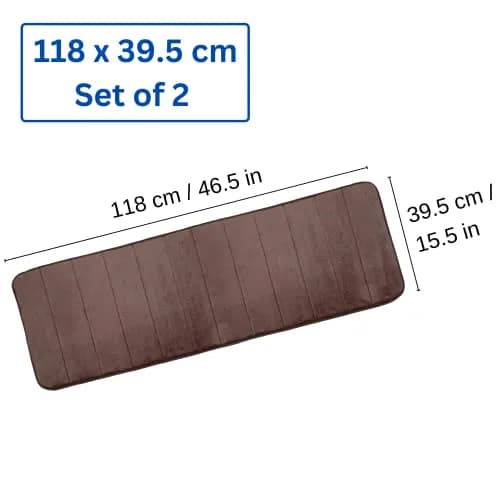 MG MACRO GIANT Memory Foam Bath Mat 46.5" x 15.5" Brown | Non Slip Comfort thumbnail 3