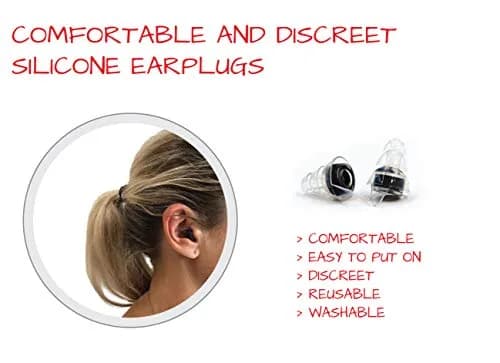 EarTekPro High-Fidelity Concert Earplugs Reusable Noise-Reduction Ear Plugs Set with Two Sizes Included - For Rave, Live Music, Festivals, Marching Bands, Loud Events, Fitness Classes | Noise Reduction 19dB thumbnail 4