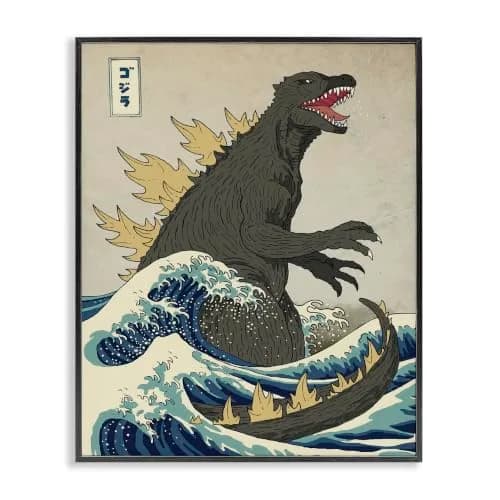 Stupell Industries Wall Art 'Nautical Godzilla Eastern Style Illustration' | Framed Giclee Art 14"L x 11"W thumbnail 1