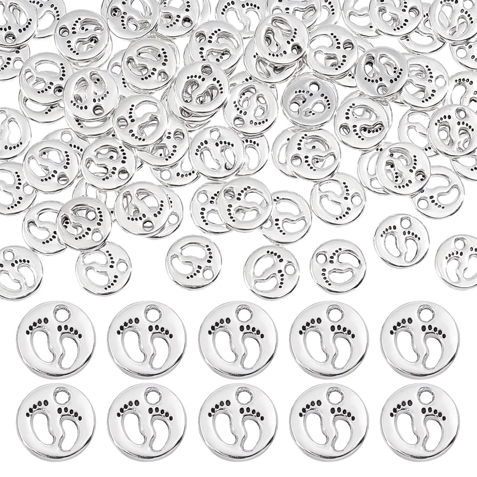 PH PandaHall Ocean Animal Charms 30pcs | Summer Sea Creatures Pendant for Jewelry — Footprint - 80pcs