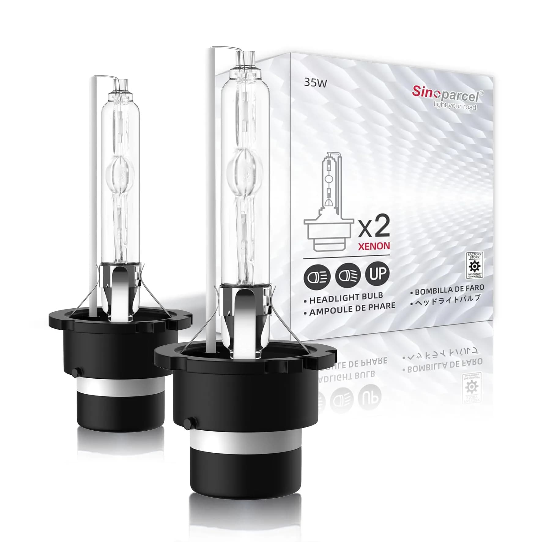 Sinoparcel D4S Xenon HID Headlight Bulbs 8000K 35W 3600LM | High Low Beam Replacement Lights (2-Pack) — HID 6000K / D4S